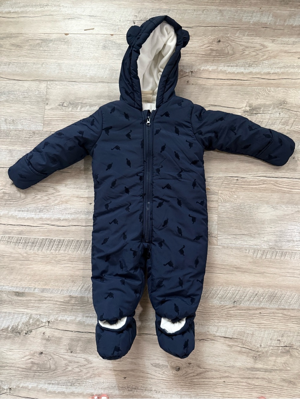 Navy Baby One-Piece Snowsuit with Hood